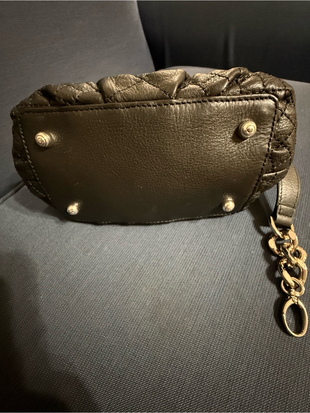 Brighton Quilted Black Leather Purse Bag Clutch Convertible Chain Crossbody - Picture 10 of 15